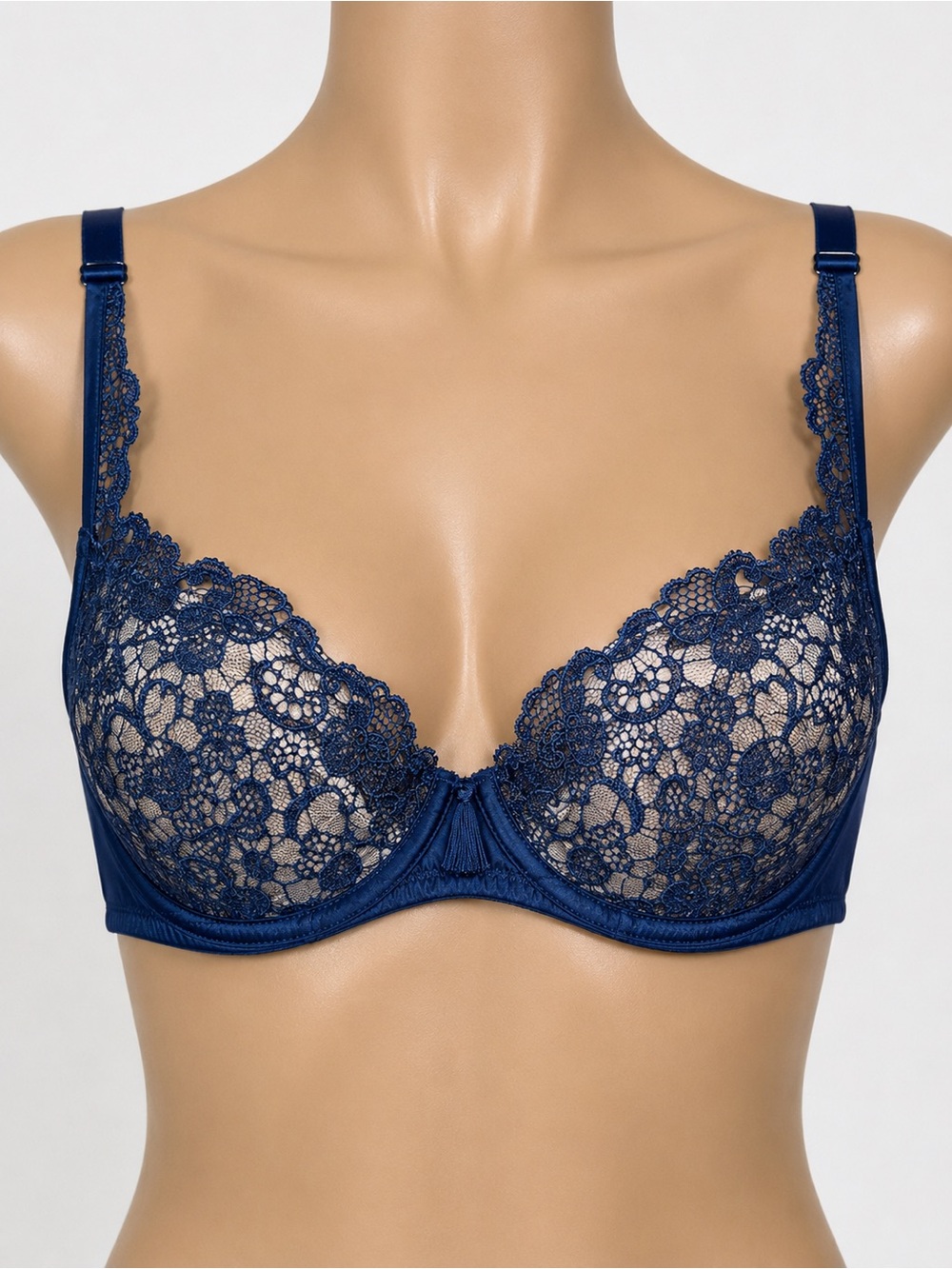 Masquerade Navy Lace Underwire Bra with Floral Lace